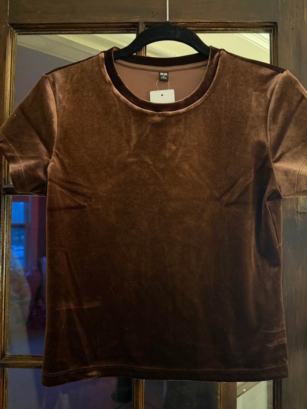 Uniqlo Brown Velvet Short Sleeve Tee